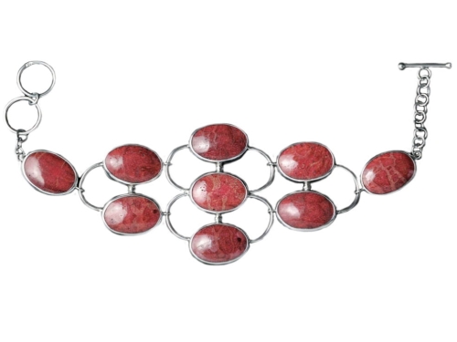 Bransoleta koralowiec naturalny. Srebro 0,925.