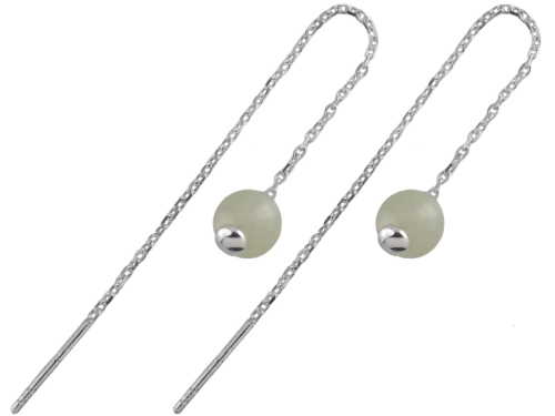 Kolczyki przeciągane kulki jadeit 6mm. Srebro 0,925
