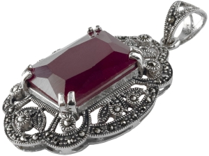 Wisior z cyrkonią i markazytami. Srebro 0,925