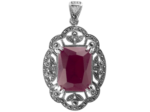 Wisior z cyrkonią i markazytami. Srebro 0,925