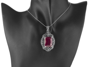 Wisior z cyrkonią i markazytami. Srebro 0,925