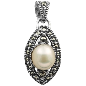 Wisior wisiorek perła markazyty SREBRO 925