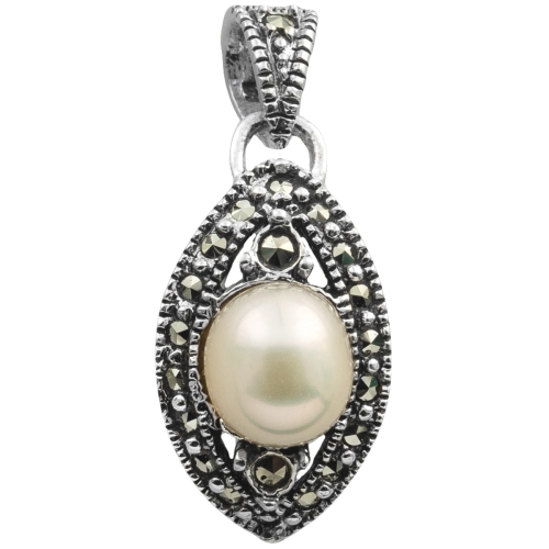 Wisior wisiorek perła markazyty SREBRO 925