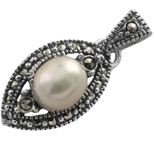 Wisior wisiorek perła markazyty SREBRO 925