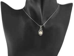 Wisior wisiorek perła markazyty SREBRO 925