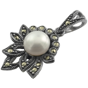 Wisior wisiorek perła markazyty SREBRO 925