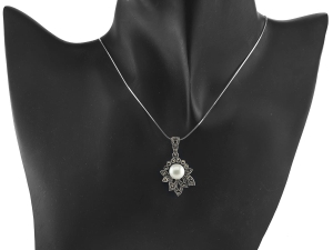 Wisior wisiorek perła markazyty SREBRO 925