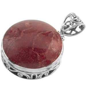 Wisior koralowiec naturalny ażur SREBRO 925