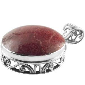 Wisior koralowiec naturalny ażur SREBRO 925