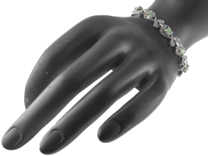 Bransoleta ze szmaragdami i markazytami. Srebro 0,925