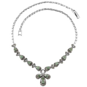 Naszyjnik ze szmaragdami i markazytami. Srebro 0,925