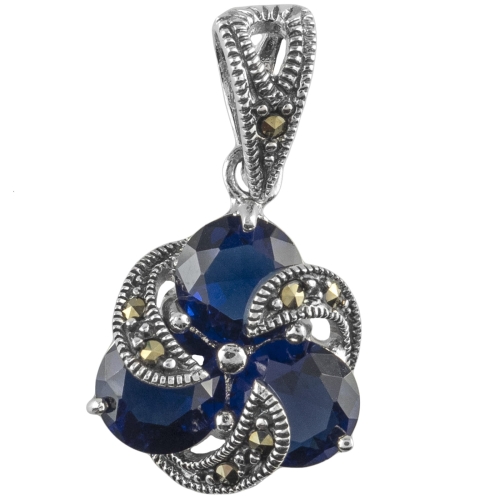 VERSIL wisior kwiat cyrkonia markazyty SREBRO 925