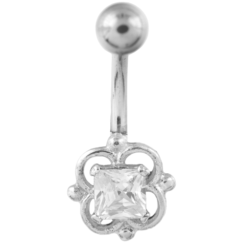 VERSIL kolczyk pępek stal 316 L + SREBRO 925