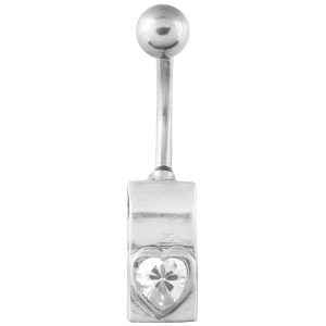 VERSIL kolczyk pępek serce 316 L + SREBRO 925