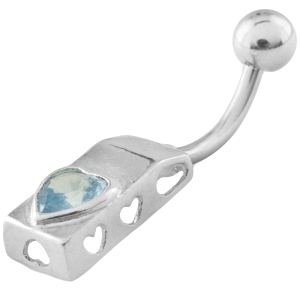 VERSIL kolczyk pępek serce 316 L + SREBRO 925