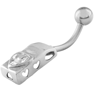 VERSIL kolczyk pępek serce 316 L + SREBRO 925