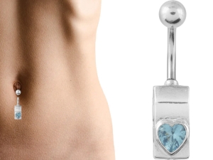 VERSIL kolczyk pępek serce 316 L + SREBRO 925