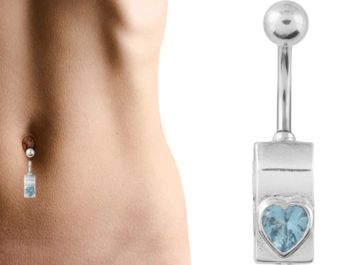 VERSIL kolczyk pępek serce 316 L + SREBRO 925