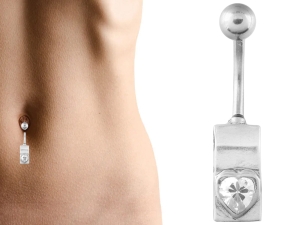 VERSIL kolczyk pępek serce 316 L + SREBRO 925