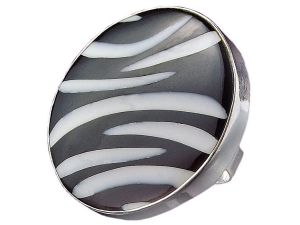 Pierścionek masa perłowa zebra SREBRO 925