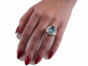 Pierścionek duża cyrkonia 16 mm SREBRO 925