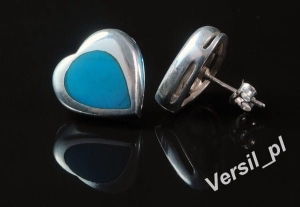 Kolczyki z turkusem serca. Srebro 0,925