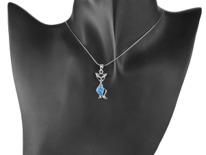 Wisior wisiorek opal kot kotek SREBRO 925