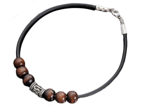 bransoleta kauczuk + drewno SREBRO 0,925