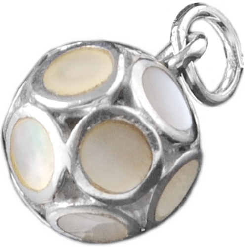 wisior masa perłowa kula kulka SREBRO 925