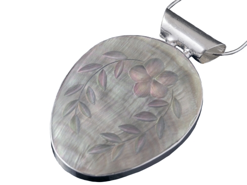 wisior muszla rzeźbiona naturalna SREBRO 925