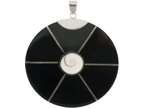 wisiorek muszla czarna Bali SREBRO 0,925