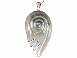 wisior muszla naturalna rzeźbiona SREBRO 0,925