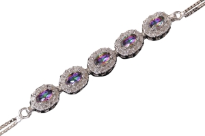 Bransoleta z cyrkoniami. Srebro 0,925