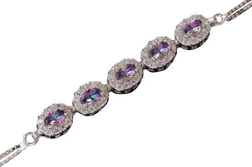 Bransoleta z cyrkoniami. Srebro 0,925