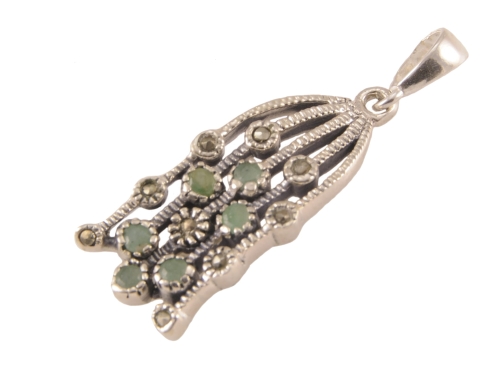 Wisior z szafirami i markazytami srebro 0,925